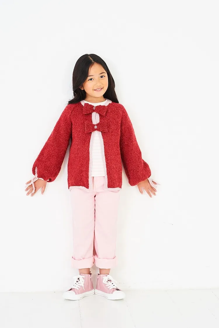 Knitting Pattern - DK Child's Bow Detail Cardigan by Stylecraft 10224