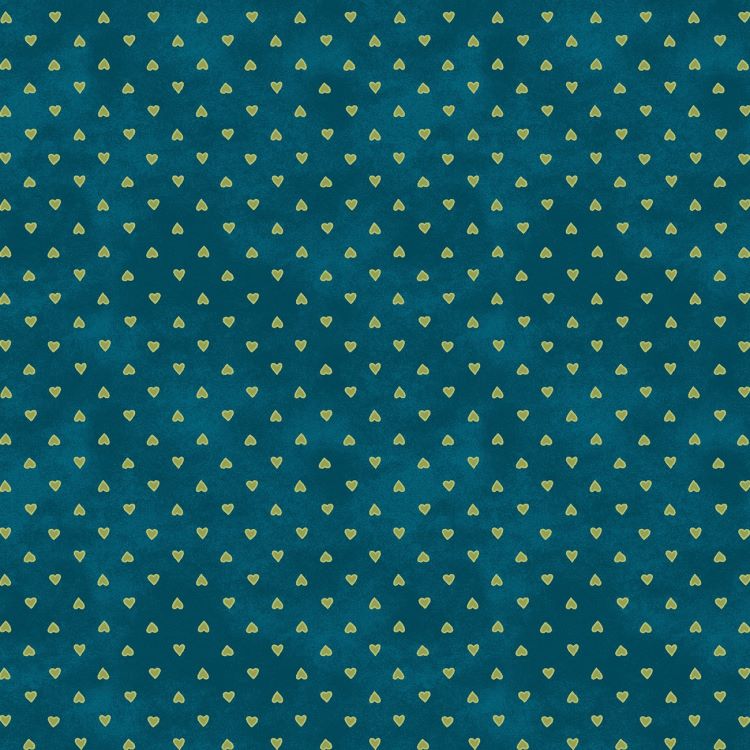 Quilting Fabric - Hearts on Teal from Readerville by Kris Lammers for Maywood Studios 10238M-B