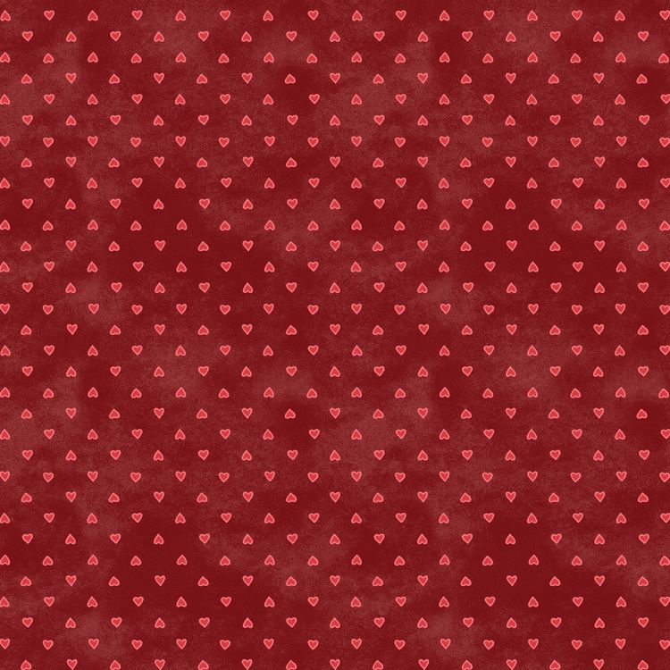Quilting Fabric - Hearts on Red from Readerville by Kris Lammers for Maywood Studios 10238M-R