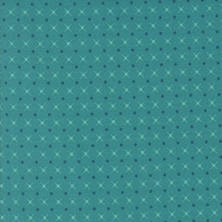 Quilting Fabric - Geometric Sparkles on Turquoise Blue from Color Crush by V and Co. for Moda 10887 16