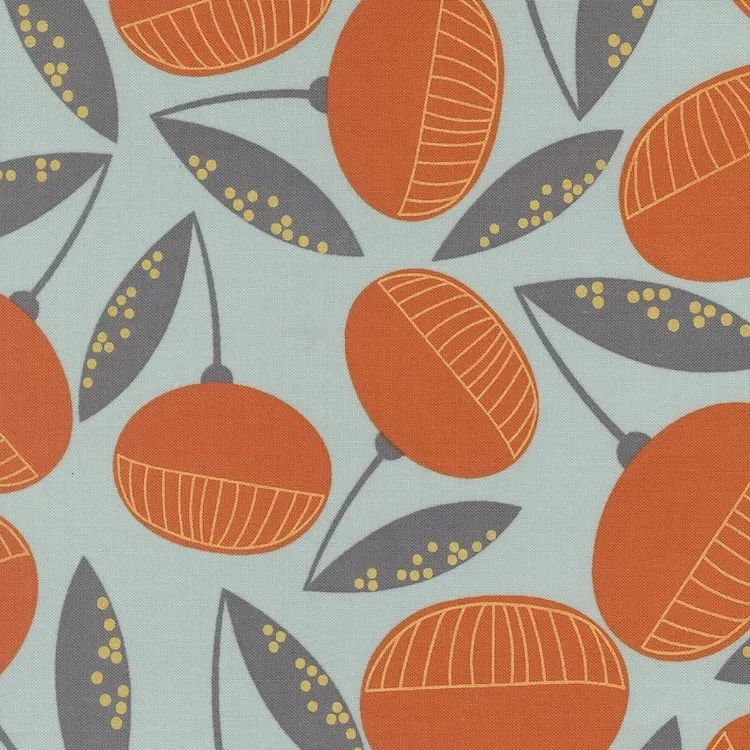 Quilting Fabric - Modern Flower Pods on Blue from Bali Song by Zen Chic for Moda 11660-13