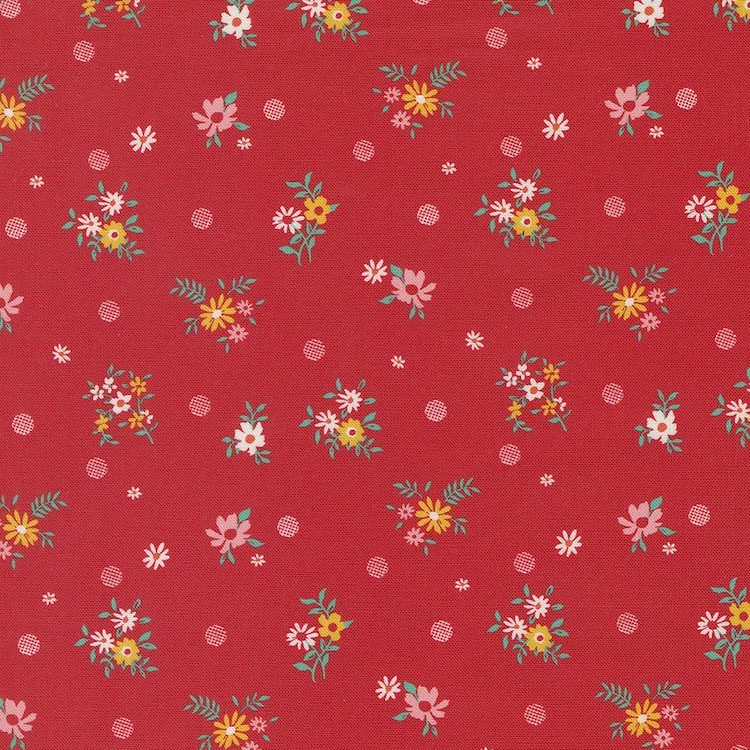 Quilting Fabric - Flowers and Dots on Red from Julia by Crystal Manning for Moda11926 17