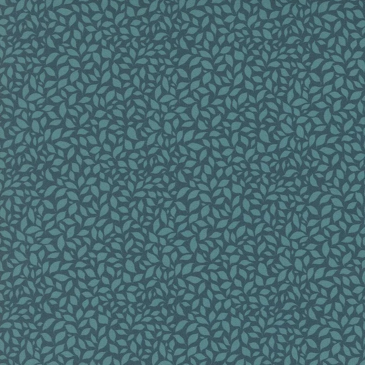 Quilting Fabric - Tiny Leaves on Peacock Blue from Sagewood by Crystal Manning for Moda 11957 16
