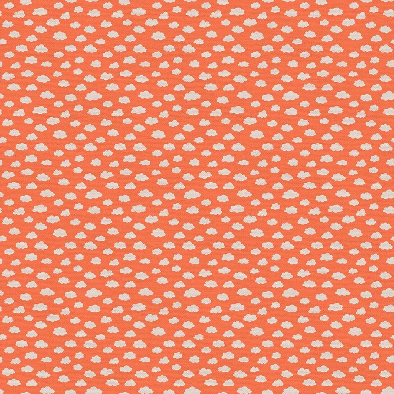 Quilting Fabric - Clouds on Orange from Dino Daydreams by Iris + Sea for Paintbrush Studio 12023494