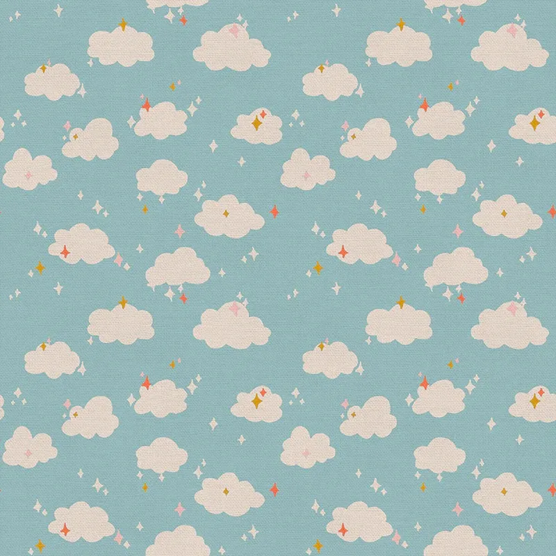 Quilting Fabric - Twinkly Clouds on Blue from Dino Daydreams by Iris + Sea for Paintbrush Studio 12023498