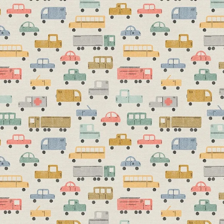 Quilting Fabric - Vehicles on Cream from Driveway Days by Stacy Ward for Paintbrush Studios 12024668