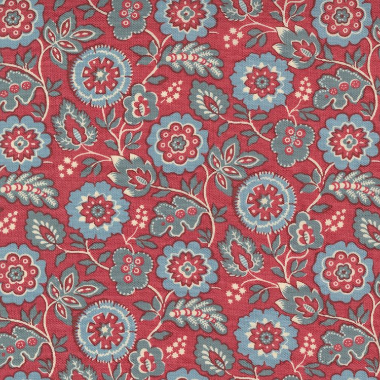 Quilting Fabric - Floral on Red from La Vie Boheme by French General for Moda 13903 11
