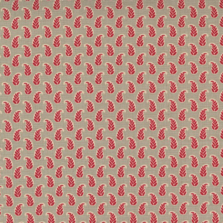 Quilting Fabric - Leaf Dot on Taupe from Bonheur De Jour by French General for Moda 13917 22