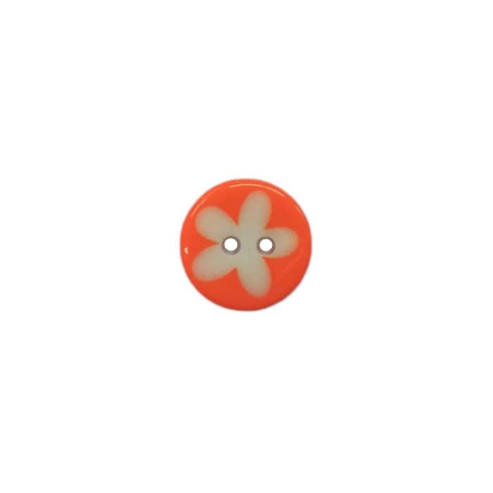 Buttons - 13mm Daisy Print on Orange