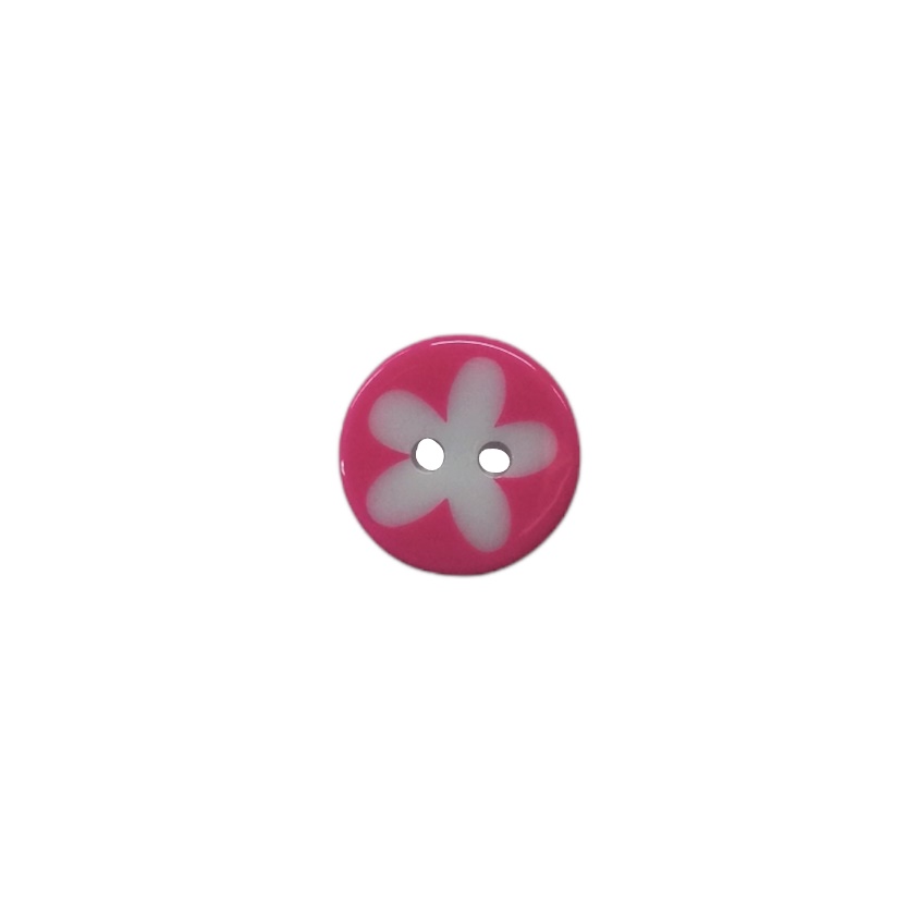 Buttons - 13mm Daisy Print on Pink