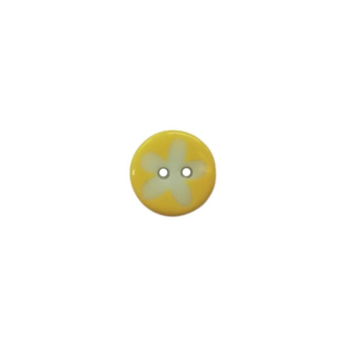 Buttons - 13mm Daisy Print on Yellow