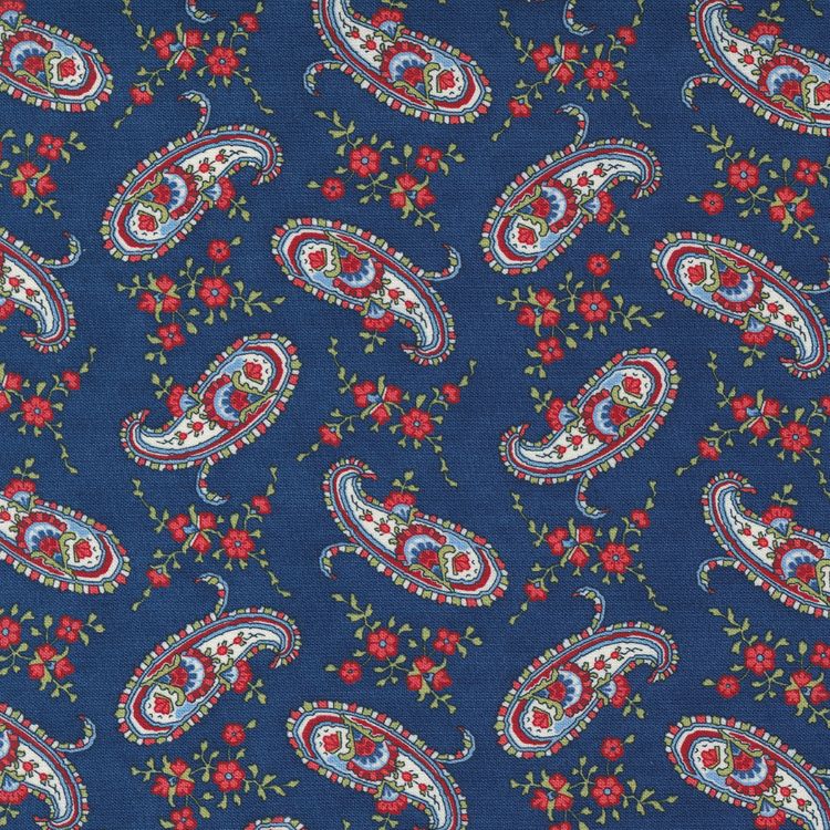 Quilting Fabric - Paisley on Navy Blue from Belle Isle by Minnick & Simpson for Moda 14923 15