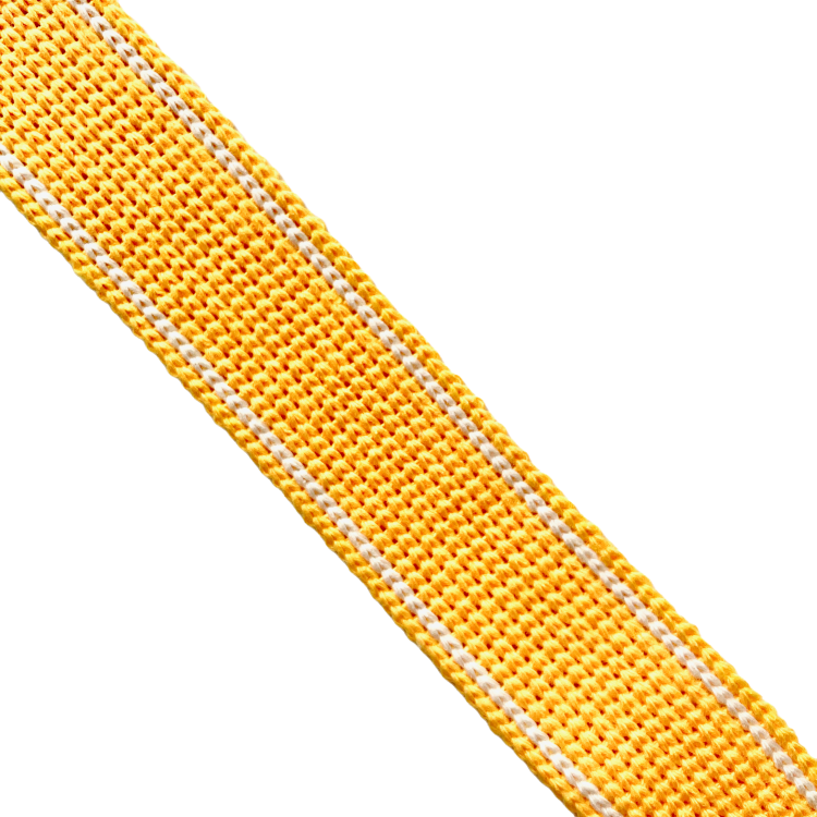 Bag Webbing - 30mm Cotton Blend with Ecru Stripe in Yellow