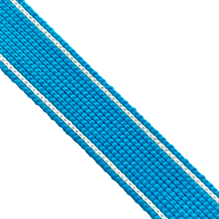 Bag Webbing - 30mm Cotton Blend with Ecru Stripe in Turquoise