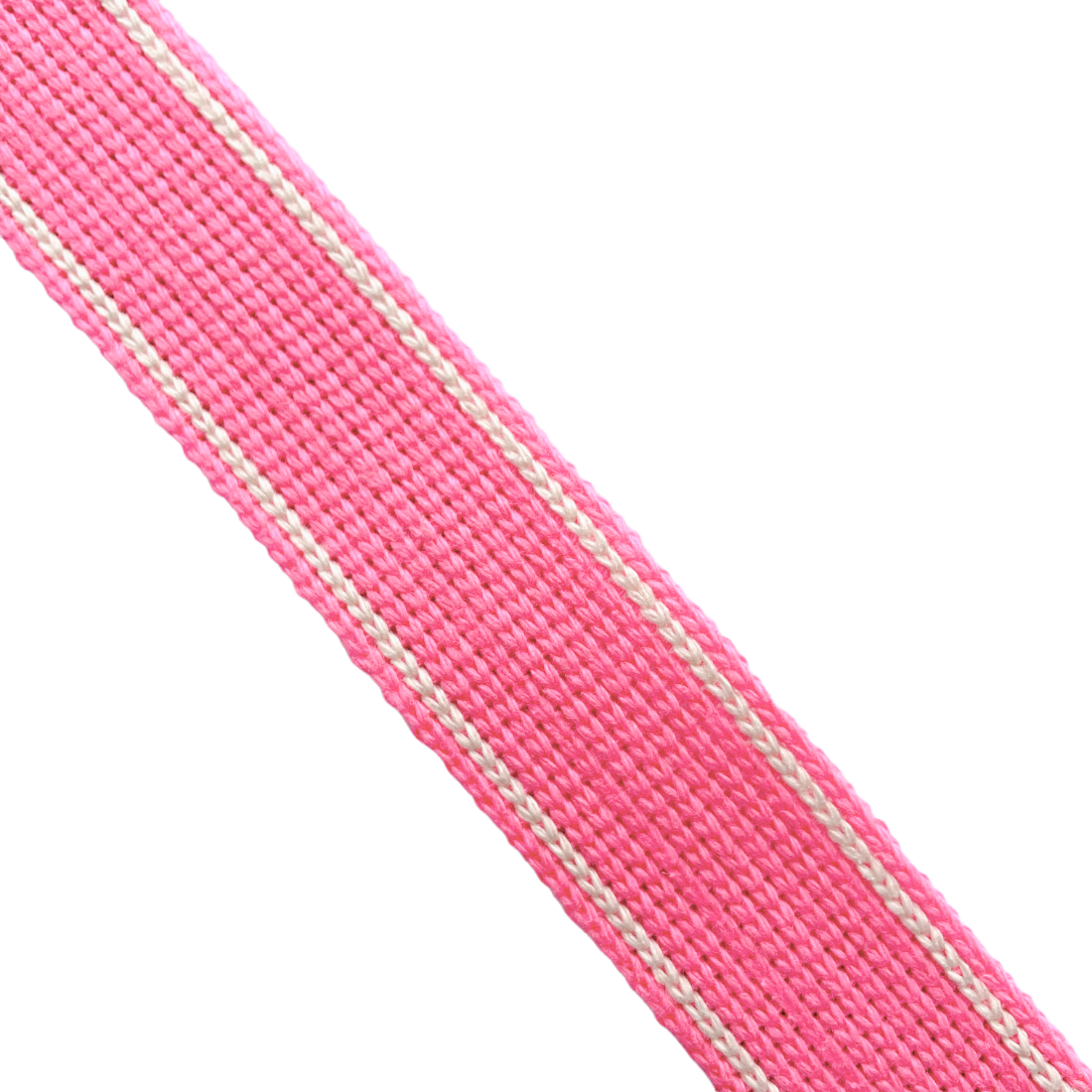 Bag Webbing - 30mm Cotton Blend with Ecru Stripe in Pink