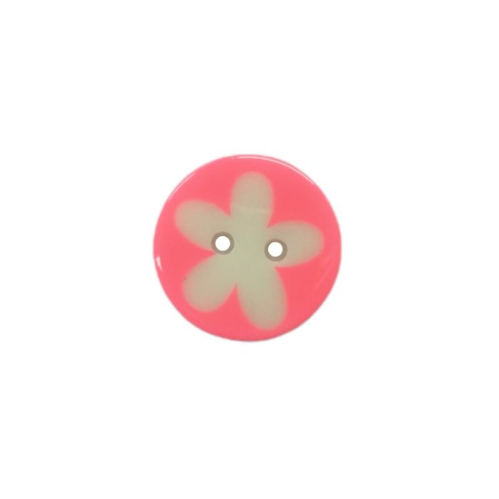 Buttons - 16mm Daisy Print on Pink