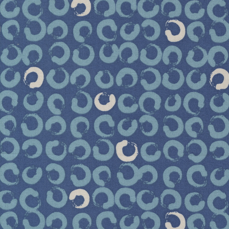Quilting Fabric - Painted Circles on Blue from Bluish by Zen Chic for Moda 1821 16