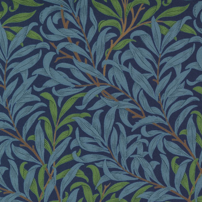 Quilting Fabric - Leaves on Dark Blue from Best of Morris by Barbara Brackman for Moda 8361 13
