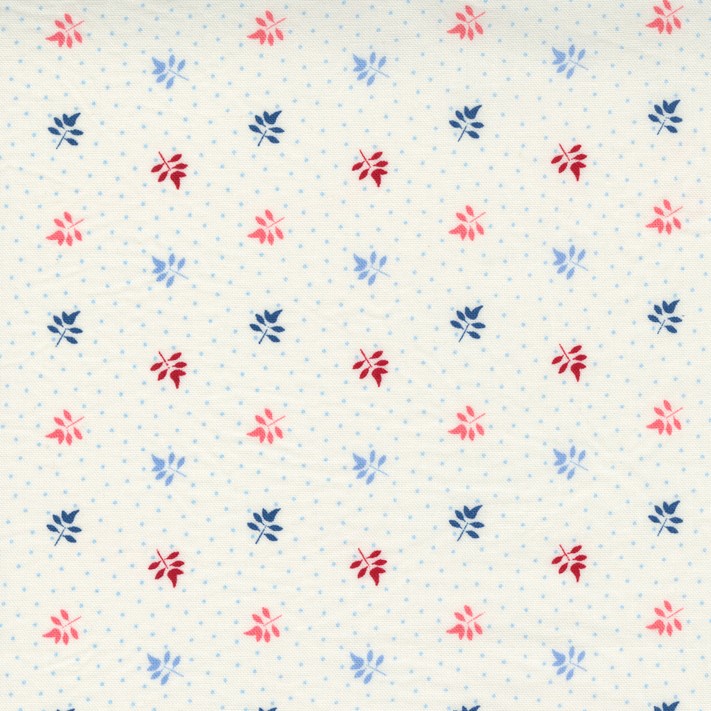 Quilting Fabric - Leaf on Dots Blues and Reds from Prairie Days by Bunny Hill Designs for Moda 2994 14