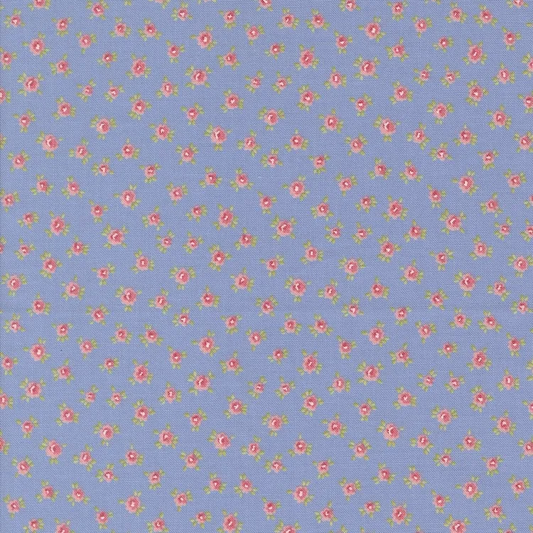 Quilting Fabric - Tiny Flower on Blue from Memory Lane by Brenda Riddle for Moda 18783 15