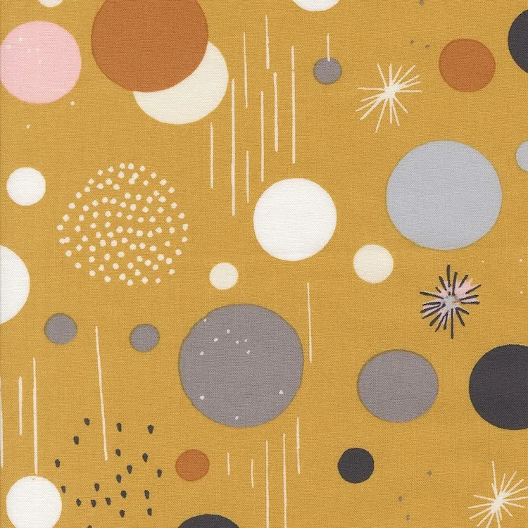 Quilting Fabric - Abstract Circles on Mustard Yellow from Simply Cozy by Zen Chic for Moda 1890 13