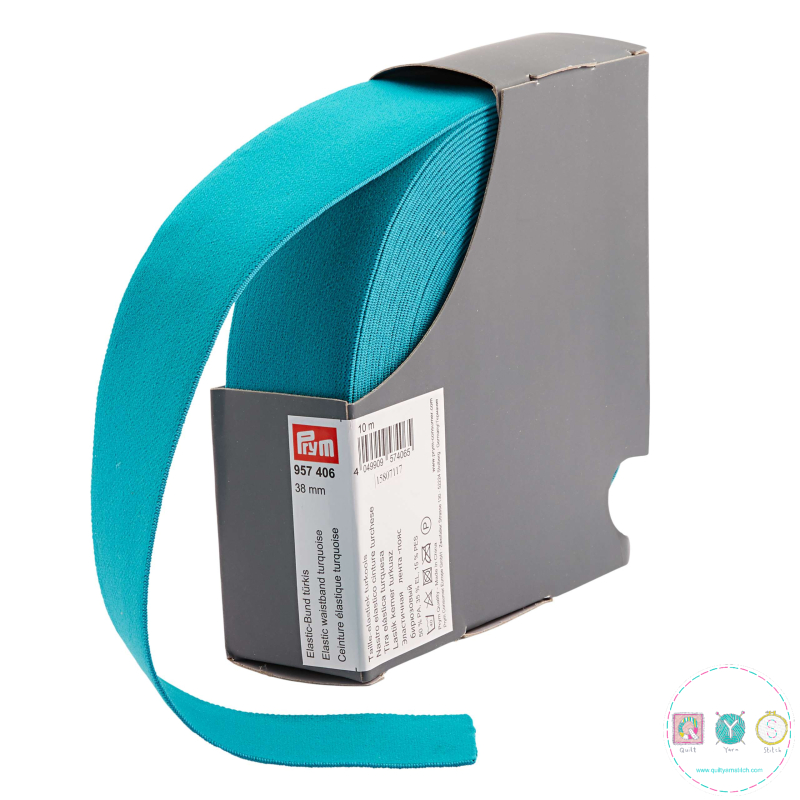 38mm Plush Waistband Elastic in Turquoise Blue by Prym