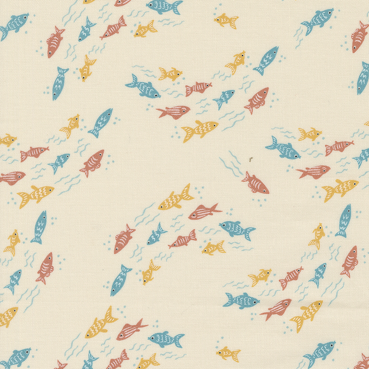 Quilting Fabric - Fish On Cream from Noah's Ark by Stacy Iest Hsu for Moda 20874 11