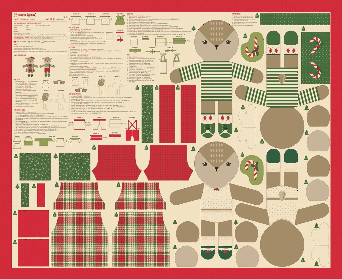 Quilting Fabric Panel - Reindeer Dolls by  Stacy Iest Hsu for Moda 20979 11