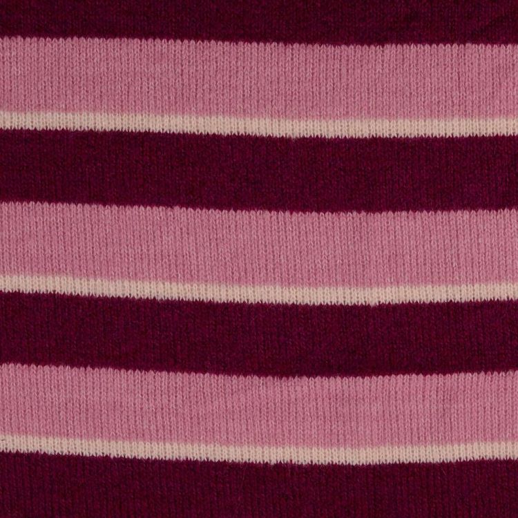 Yarn Dyed Knitted Fabric with Bordeaux, Pink and Ecru Stripe