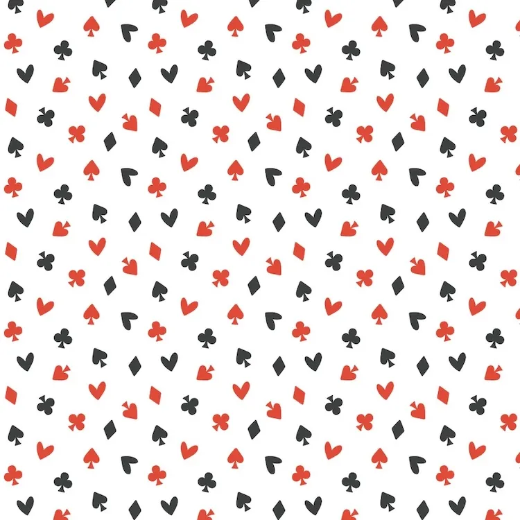 Quilting Fabric - Card Suits on White from Abracadabra by Camelot Fabrics 21240205-01