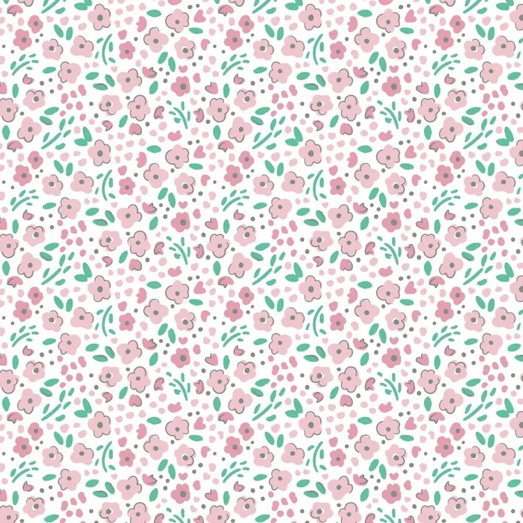 Quilting Fabric - Dainty Floral on White from Rodeo Rose by Camelot Fabrics 21240303-01