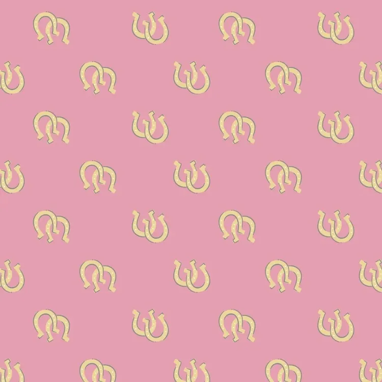 Quilting Fabric - Horse Shoes on Pink from Rodeo Rose by Camelot Fabrics 21240304-03