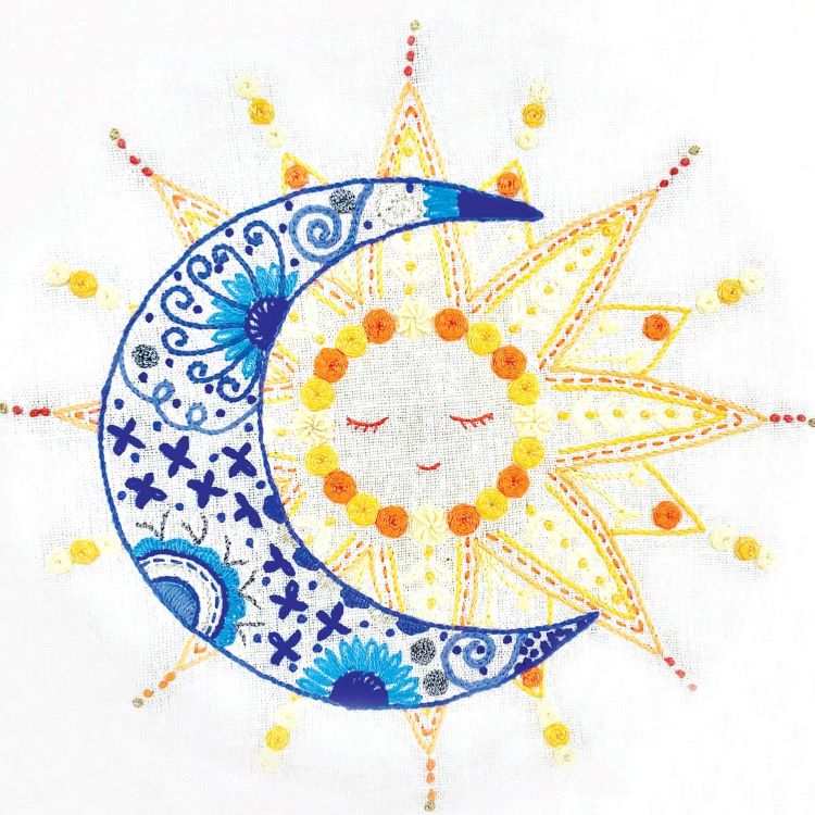 Embroidery Kit - Le Soleil a Rendezvous Avec La Lune by Un Chat Dans L'Aiguille