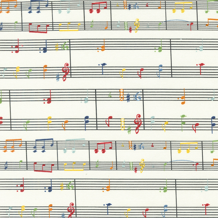 Quilting Fabric - Colourful Musical Notes on Off White from Sweet Melodies by American Jane for Moda 21815 11
