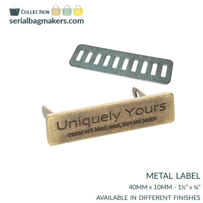 Bagmaking - 40mm Uniquely Yours Label in Rolled Brass by Serial Bagmakers