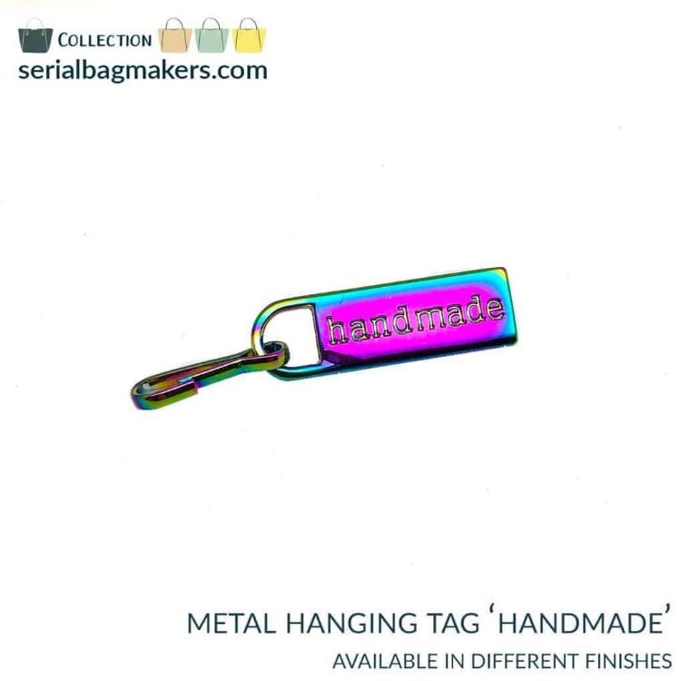 Bagmaking - 30mm Hanging Handmade Tag in Rainbow by Serial Bagmakers