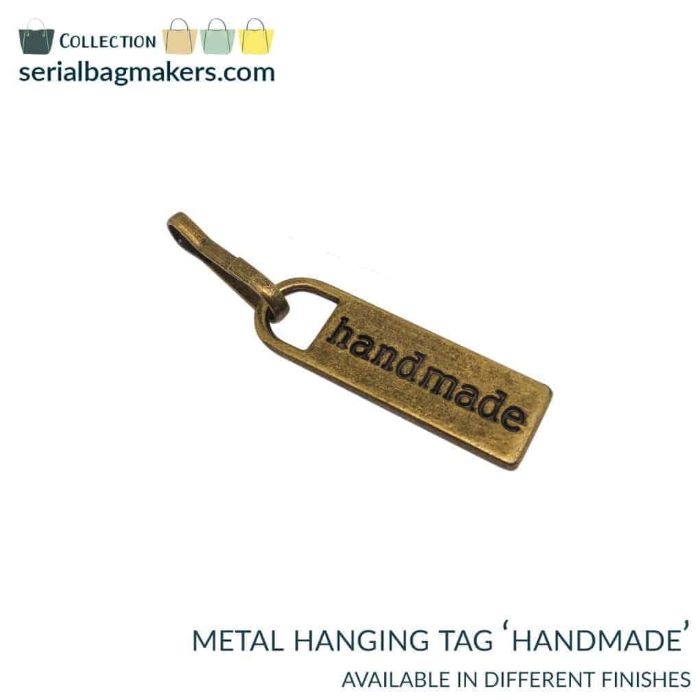 Bagmaking - 30mm Hanging Handmade Tag in Rolled Brass (2 Pack) by Serial Bagmakers