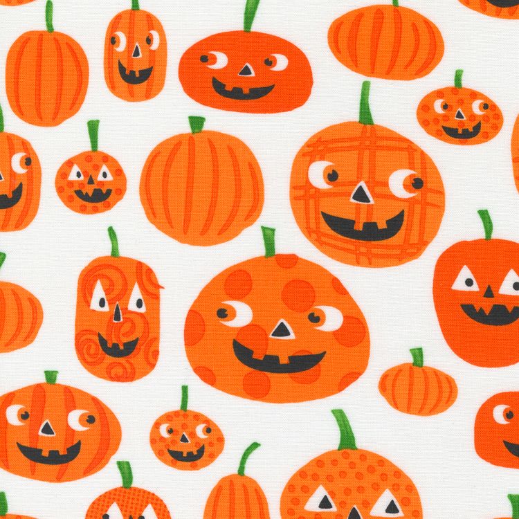 Quilting Fabric - Pumpkins on White Halloween from Too Cute to Spook by Me & My Sister for Moda 22420 14