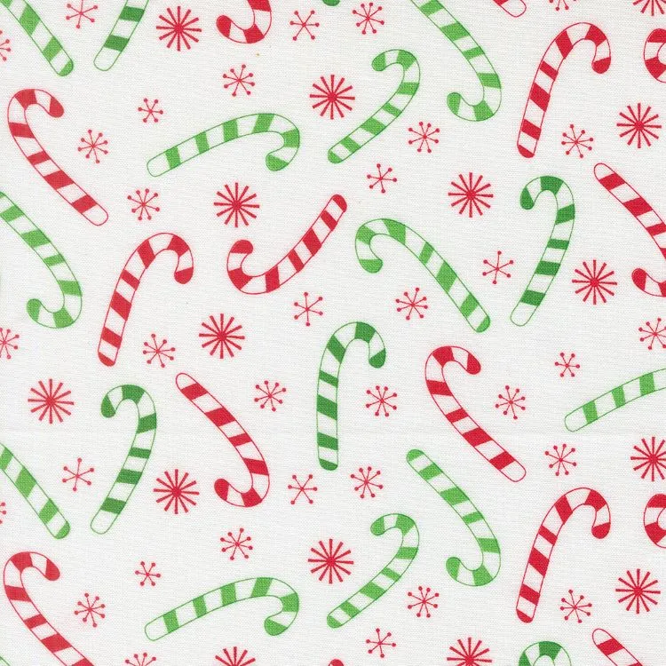 Quilting Fabric - Candy Cane Toss on White from Snow Time by Me and My Sister for Moda 22503 11