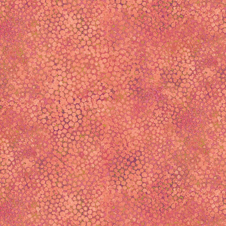 Quilting Fabric - Coral Pebbles with Gold Metallic from Shimmers by Deborah Edwards for Northcott 22993M 26