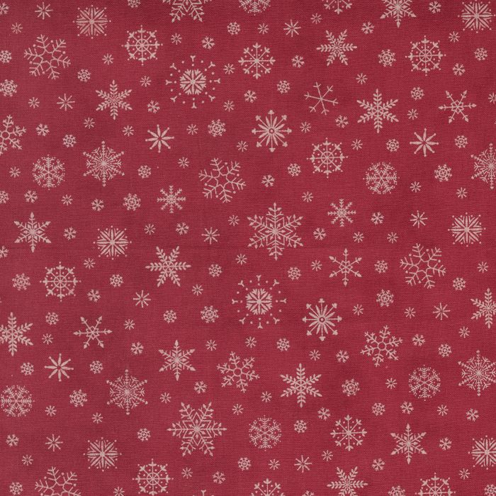 Quilting Fabric - Snowflakes On Red from Poinsettia Plaza by 3 Sisters for Moda 44296 22
