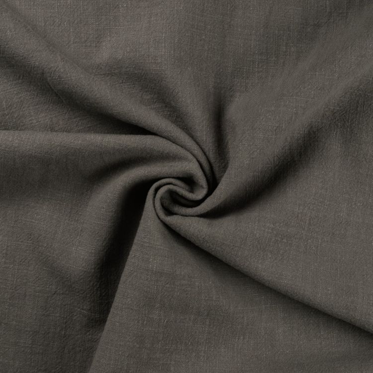 Stone Washed Linen Fabric in Anthracite Grey