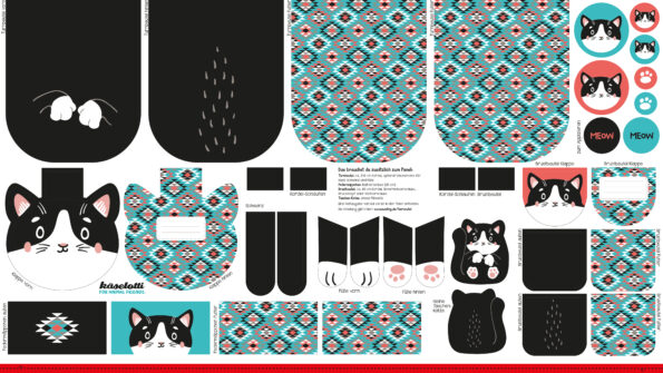 Fabric Panel - Cat Bags and Pouches