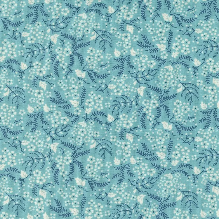 Quilting Fabric - Busy Floral on Aqua Blue from Time and Again by Linzee McCray for Moda 23365 12