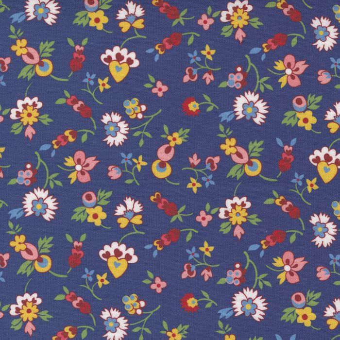 Quilting Fabric - Flowers on Blue from Picture Perfect by American Jane for Moda 21803 18