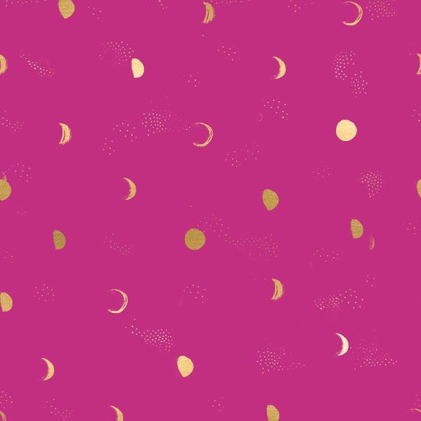 Quilting Fabric - Metallic Moons on Magenta from Firefly by Sarah Watts for Ruby Star Society RS2073 12M