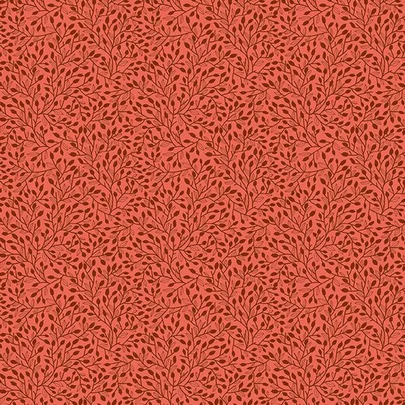 Quilting Fabric - Packed Branches on Coral Orange from Whimsy by Jason Yenter for In The Beginning 23WMS-1