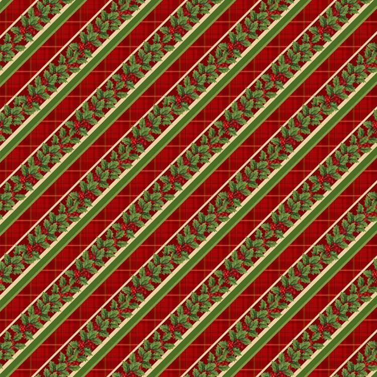 Quilting Fabric - Holly Bias Stripe from Old Time Christmas by Liza Bea Studio for Northcott 24137-24