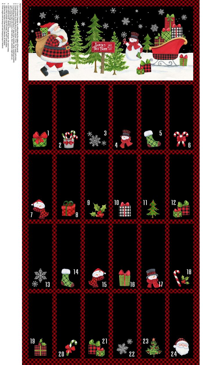 Quilting Fabric Panel - Santa's Tree Farm Advent Calendar by Deborah Edwards for Northcott 24731-99