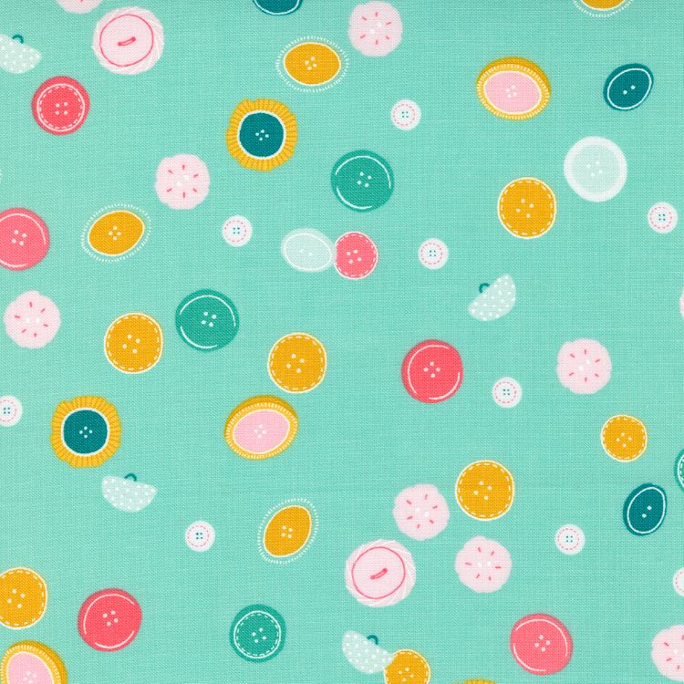 Quilting Fabric - Buttons on Turquoise from Sew Wonderful by Paper and Cloth for Moda 25113 18
